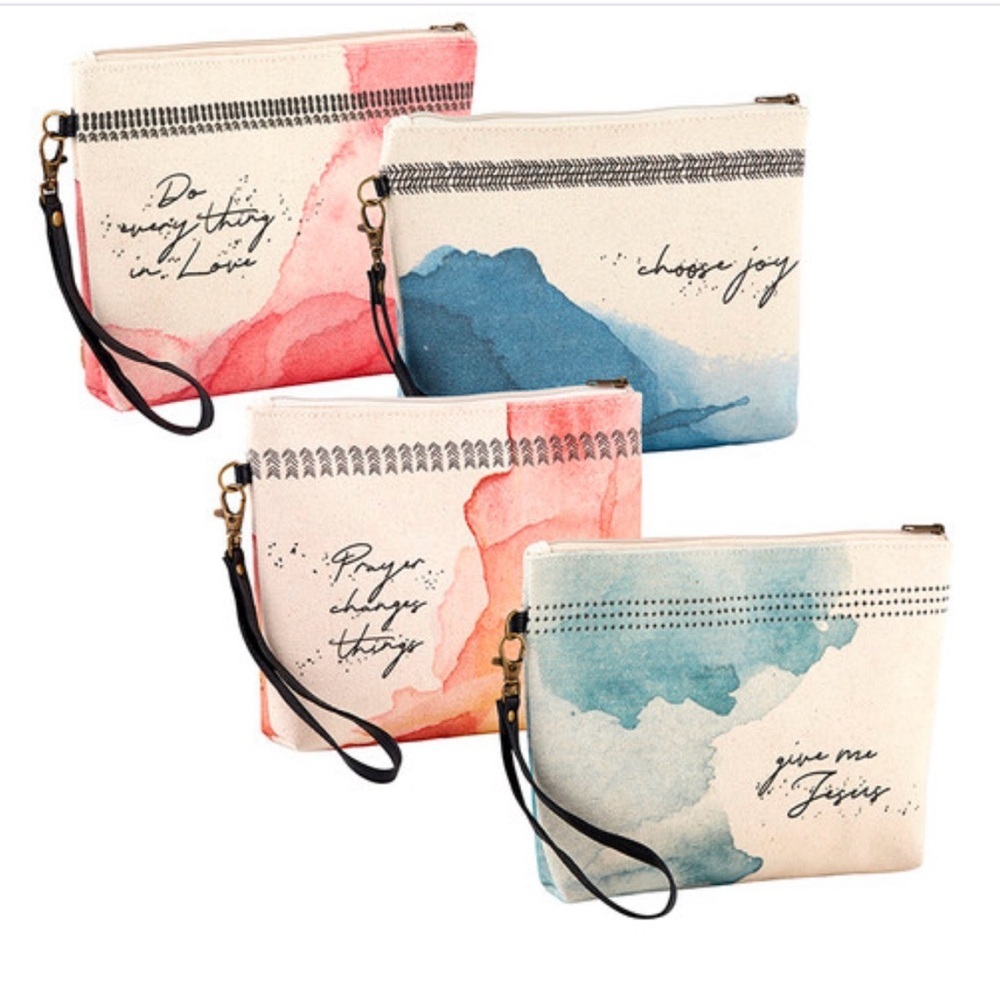 Gifts Of Faith “Do Everything In Love” Canvas Pouch Makeup Bag Wallet - Picture 5 of 7